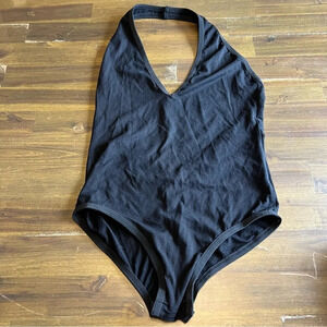 Which We Want Black Bodysuit Halter Open Back Stretchy Sexy S Small